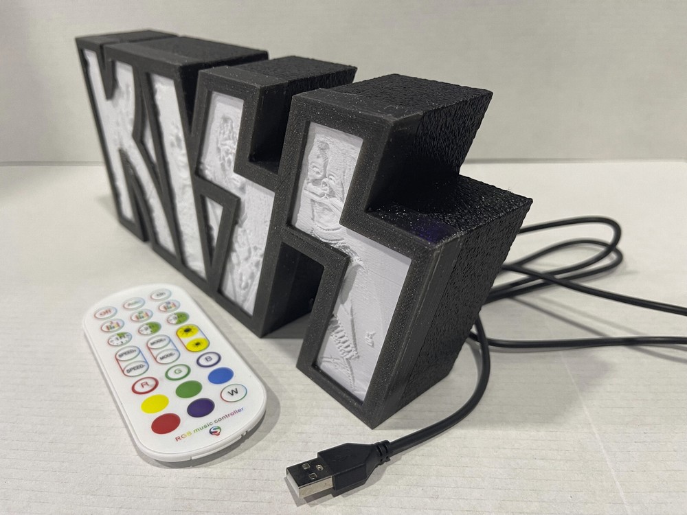 KISS light box, v3, Litho, with LED colored lights and built in Sound Sensor