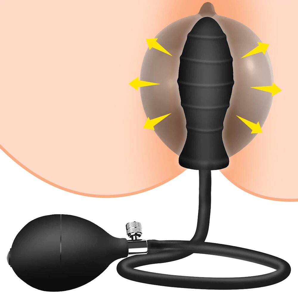 Inflatable Expandable Anal Balloon Butt Plug Dildo With Hand Pump