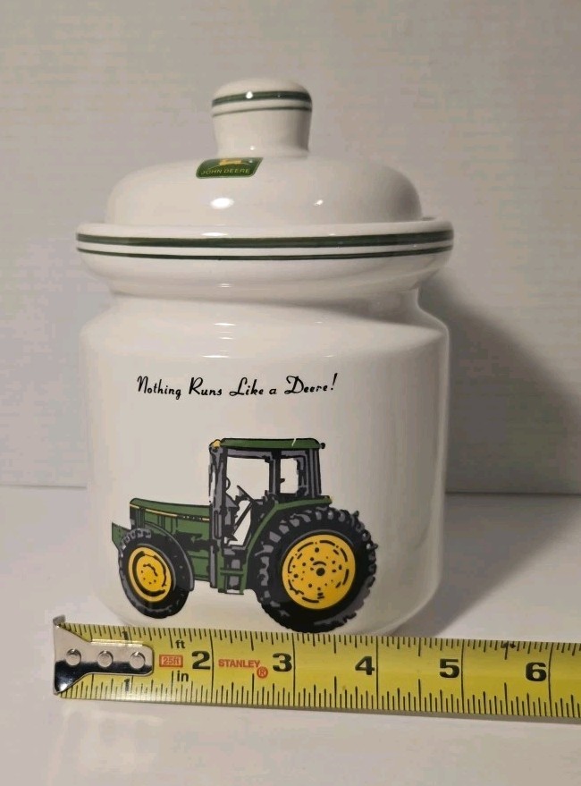 2 John Deere Ceramic Storage Canister/cookie jars With Lids