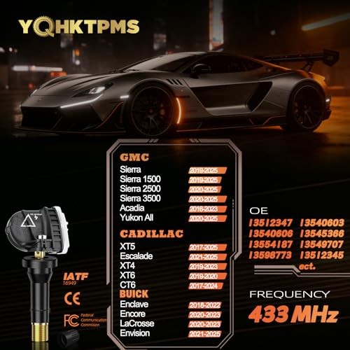 TPMS GM Pre-Programmed 433MHz Tire Pressure Sensor Compatible with GMC