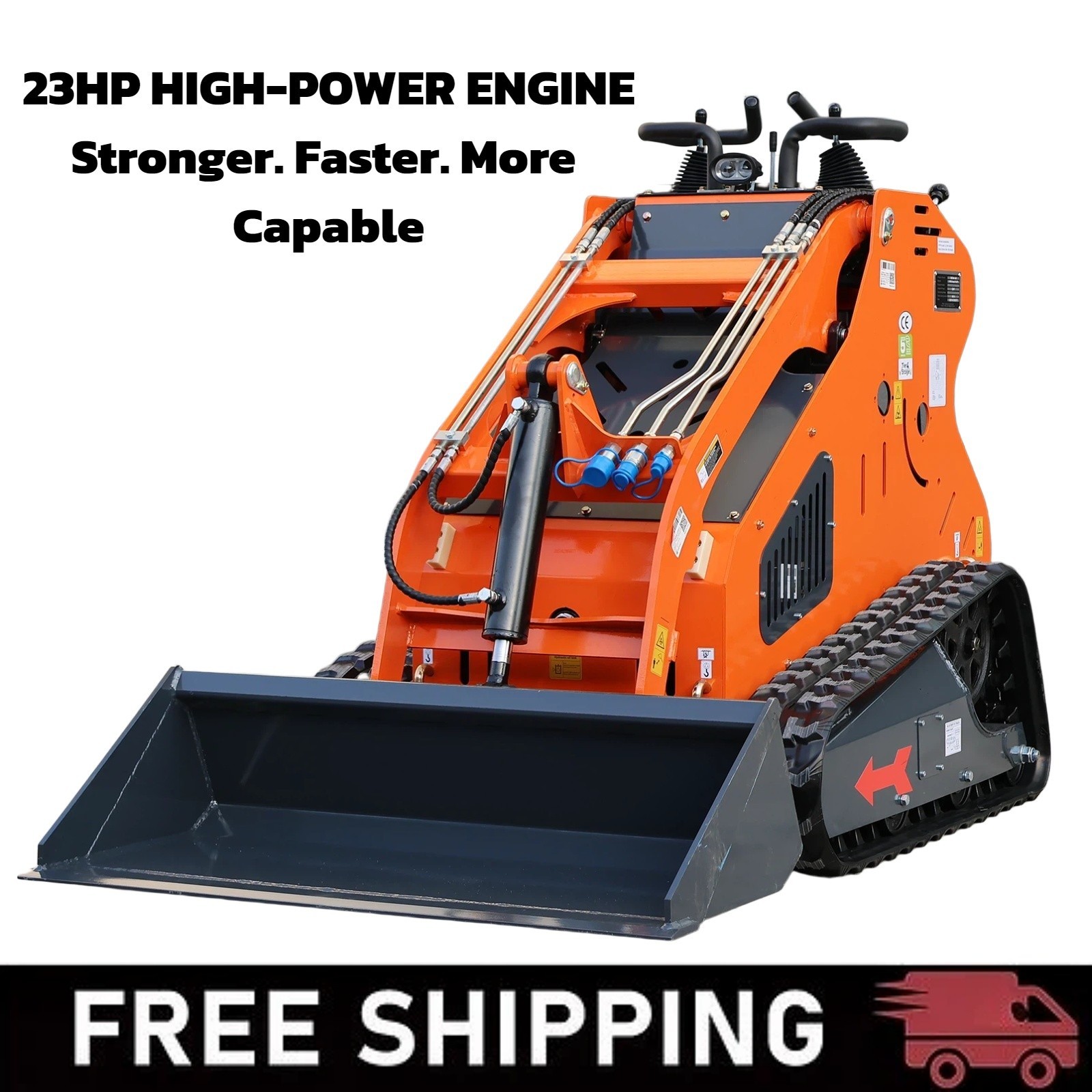 Upgraded Mini Skid Steer Twin cylinder Tracked Loader 23HP Free Ship