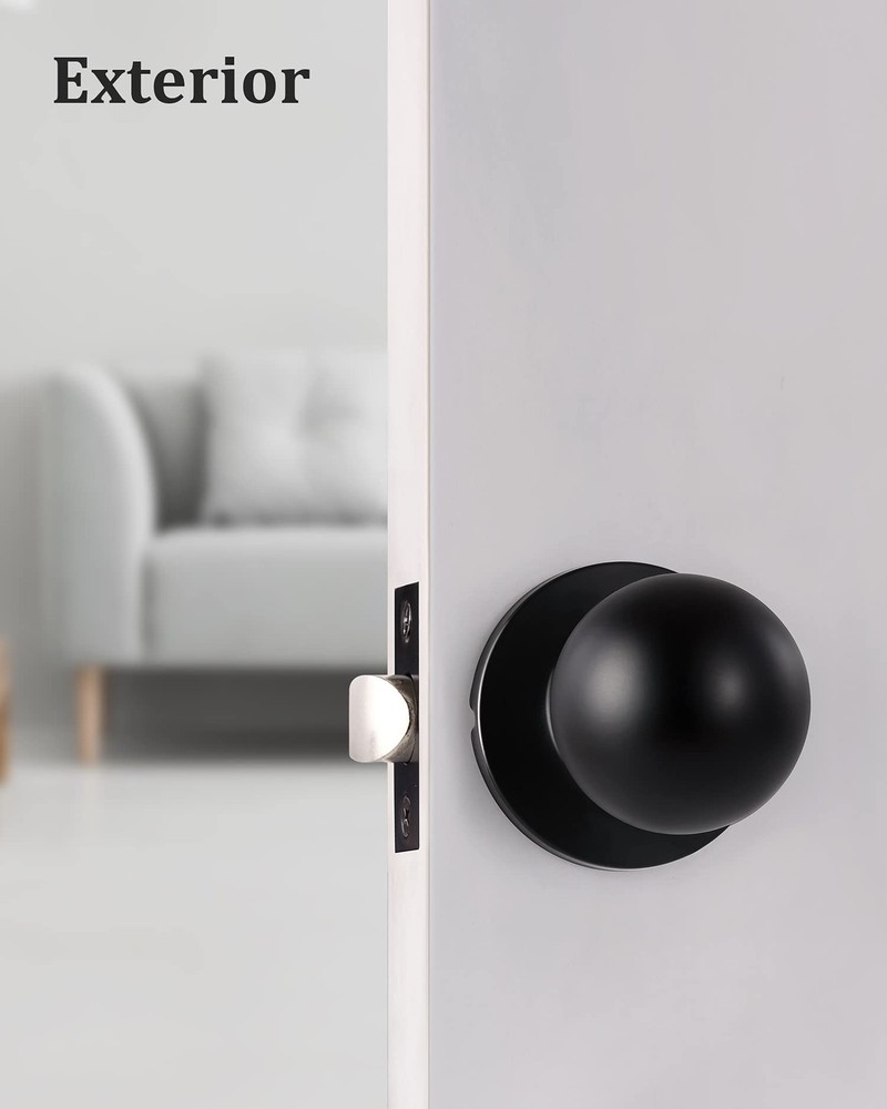 Lanwandeng Matte Black Passage Keyless Door Knobs for 1 Pack, No Keys