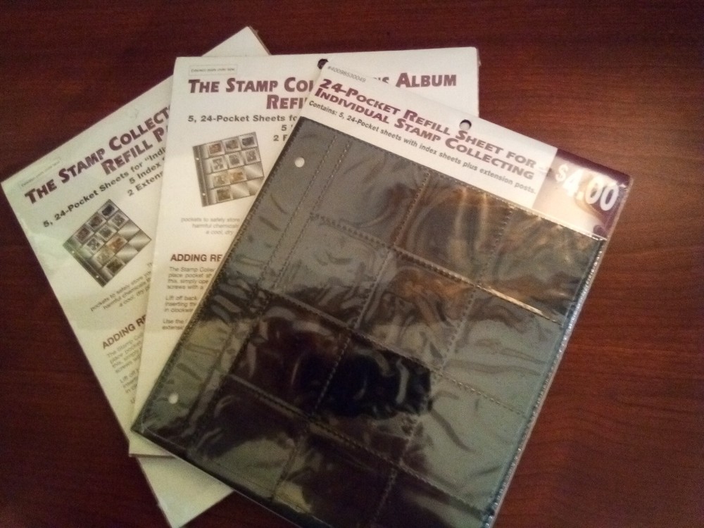 24-Pocket Refill Sheet For Individual Stamp Collecting; 3 packs of 5; AIC 098