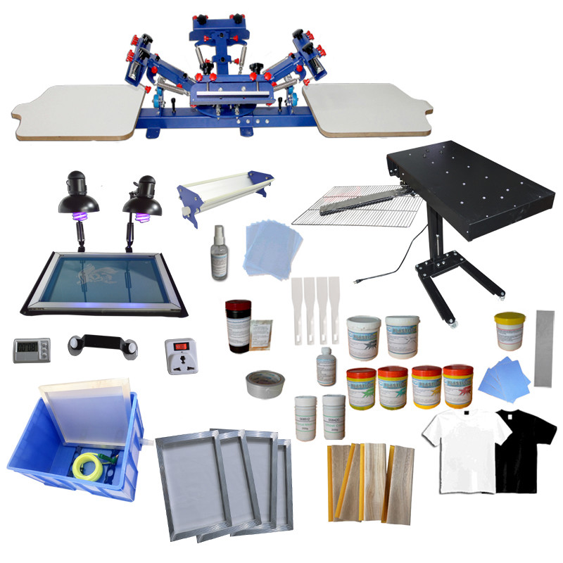 Micro-registration 4 Color Screen Printing Kit Press Printer w/ Flash Dryer