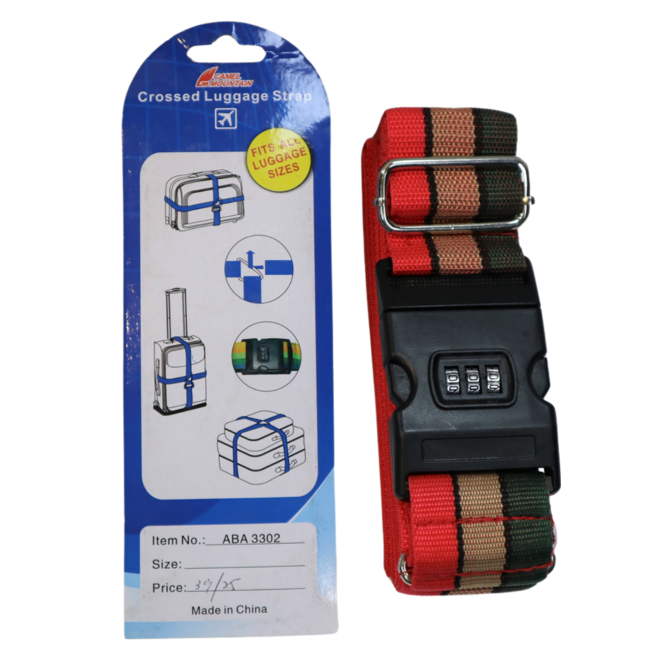 Camel Mountain ABA 3302 Luggage Strap-Brown Multi w/Lock