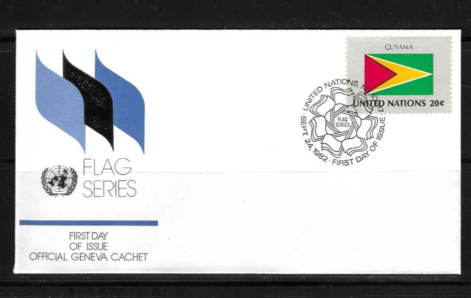 United Nations SC # 387 Guyana / Flags Of UN . UN Geneva Cachet