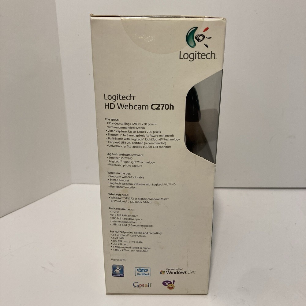 Logitech HD Webcam C270h Headset Built in Microphone Computer PC Video Camera