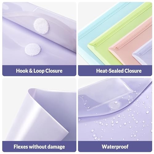 Pack Plastic Envelopes, Folders for Document for A4 Letter Size, Poly File 24