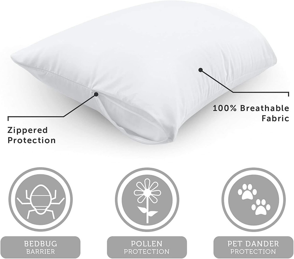 AllerEase Ultra Soft Pillow Protector - Travel Size 14"x20" with Allergy Defense