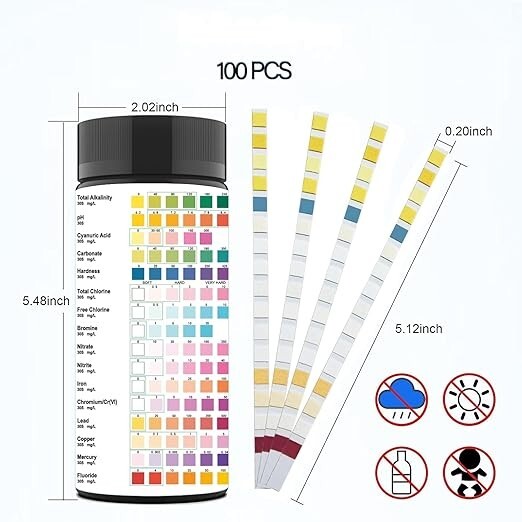16 in 1 Drinking Water Test Kit Strips, 100 cnt. Home Water Quality Test for Tap