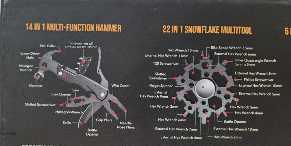 Fivejoy Multi Tools Purpose Emergency Survival Axe Hatchet Hammer Gear Kit Set