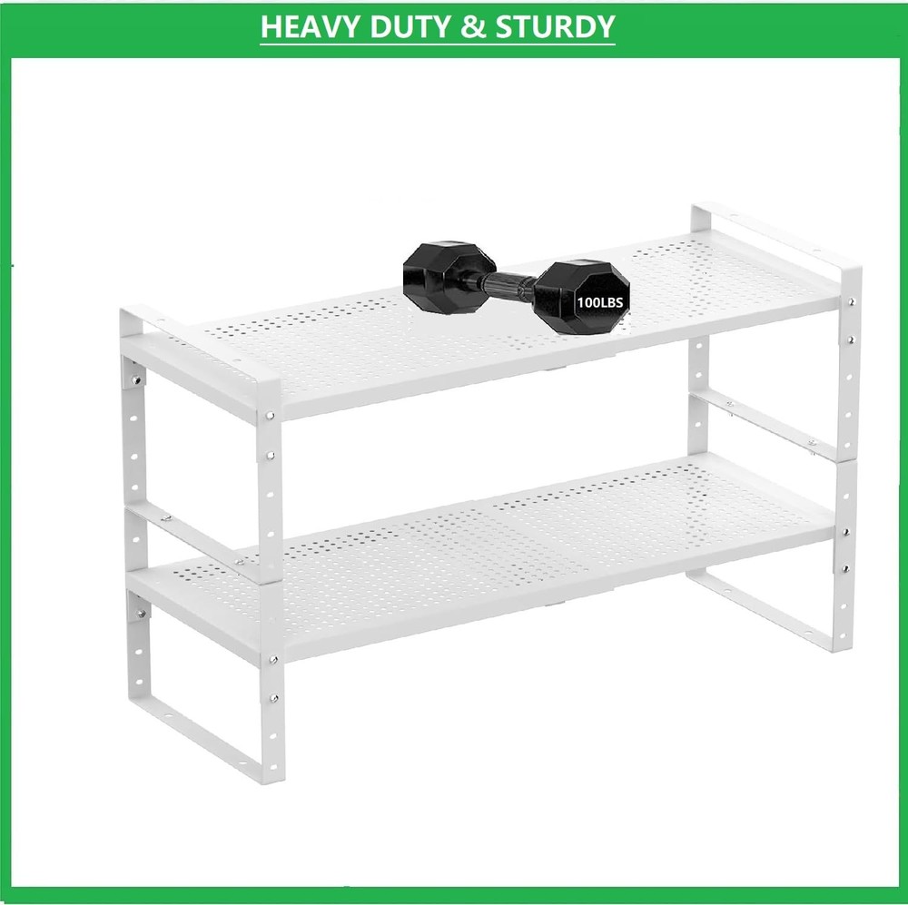 Metal Shoe Rack 2Pack Large White SpaceSaving Sturdy Entryway & Closet