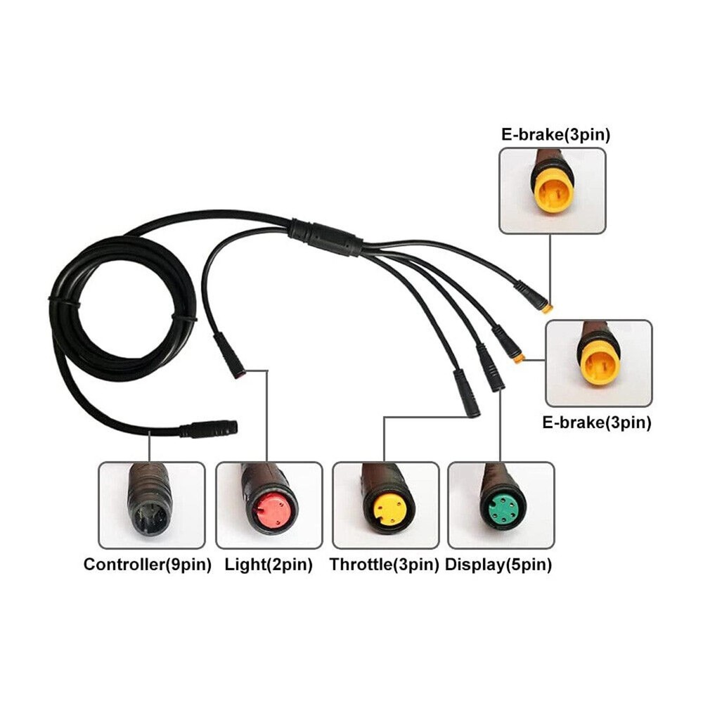 Waterproof 1 To 5 Electric Bicycle E-bike Integration Cable For KT Controller