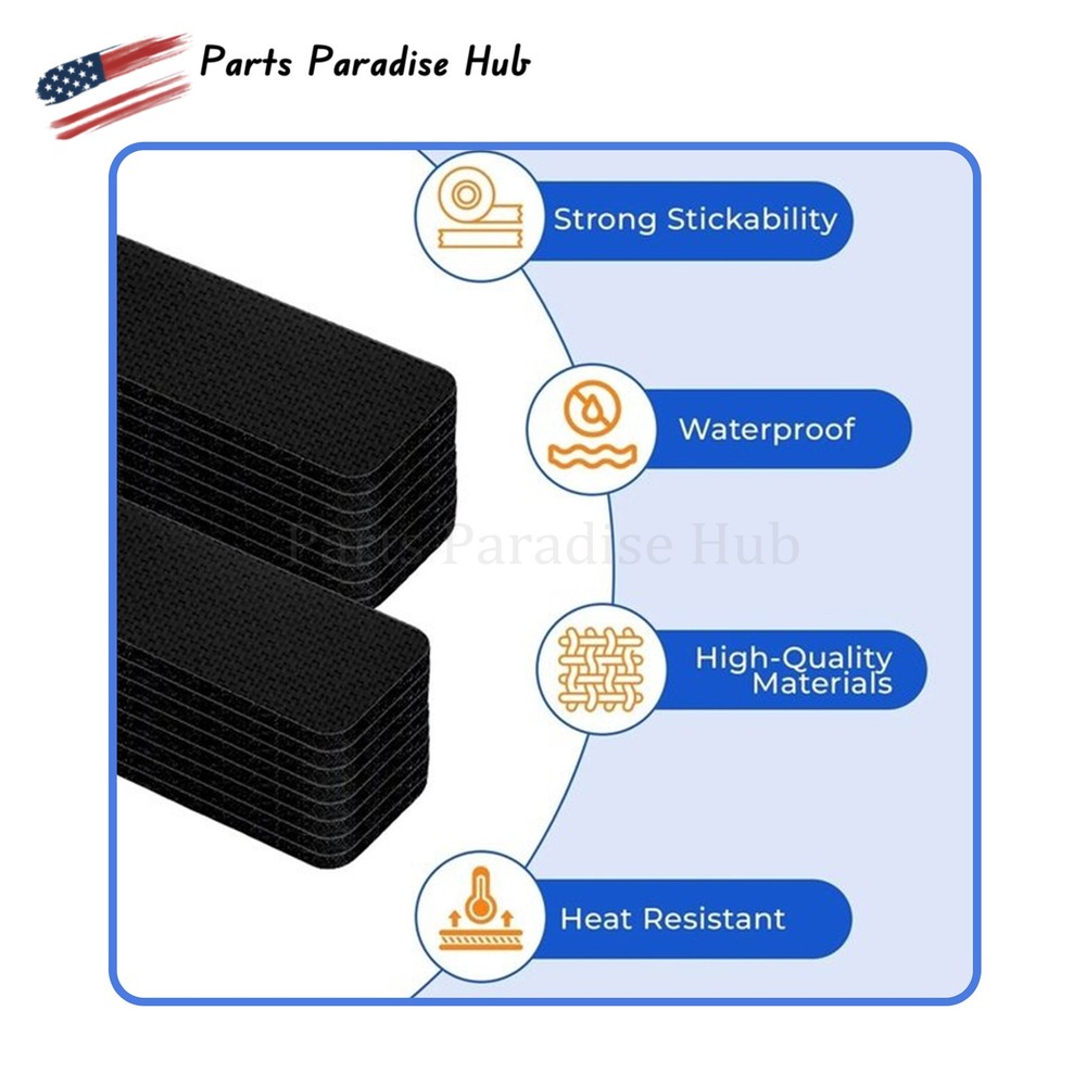 20 Sets Sticky Back Fastener 1x4” Black Heavy Duty Hook & Loop Adhesive Strips