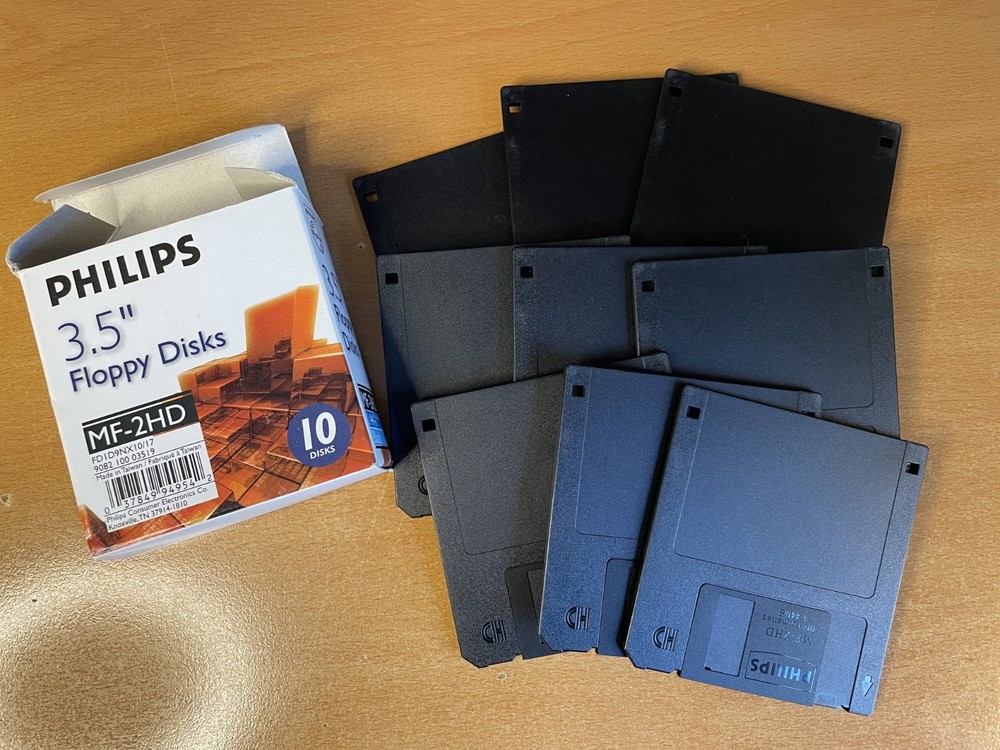 Phillips 3.5" Floppy Discs MG-2HD Open Box 9 Disks