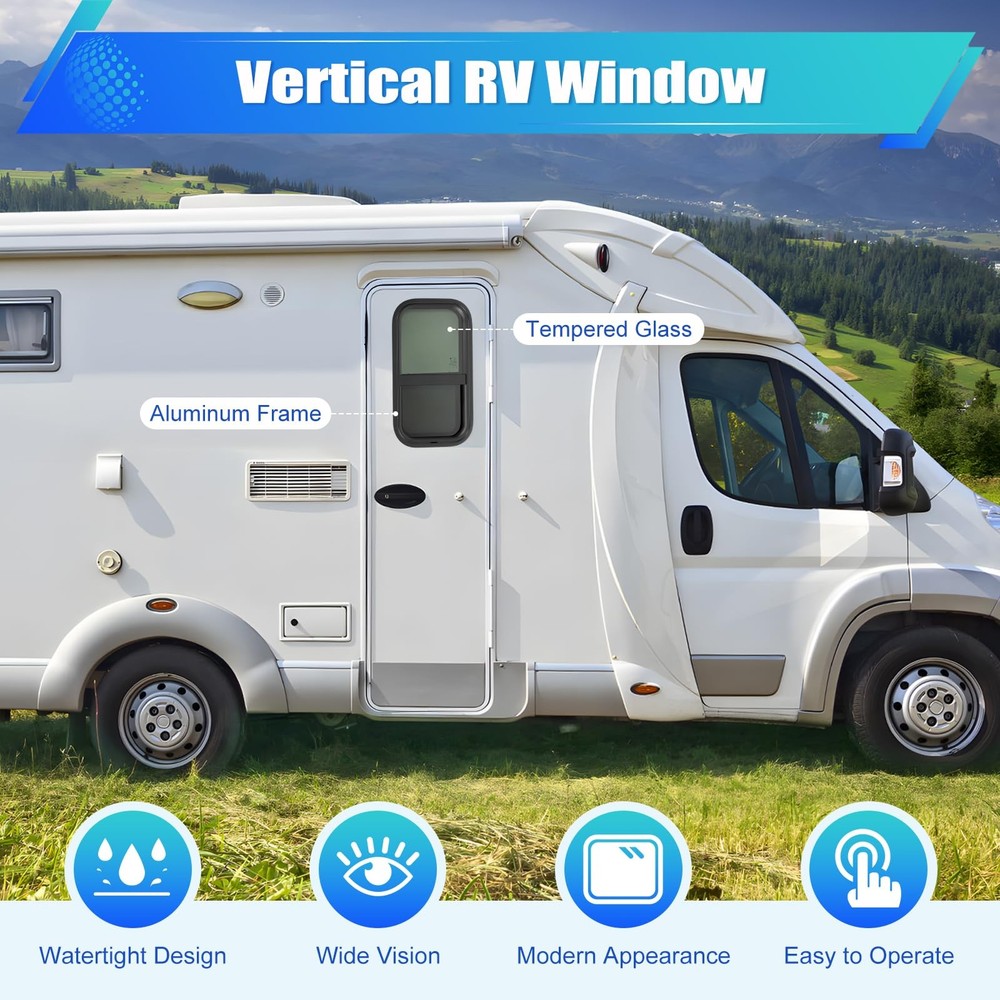 RV Window Vertical Camper with Trim Kit Sliding with Screen