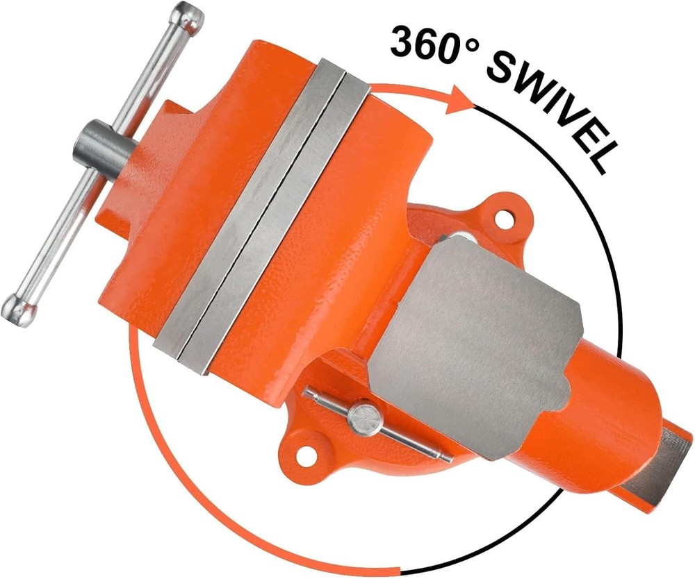 5″ Heavy-Duty Bench Vise – 360° Swivel Base, Pipe Clamp Function