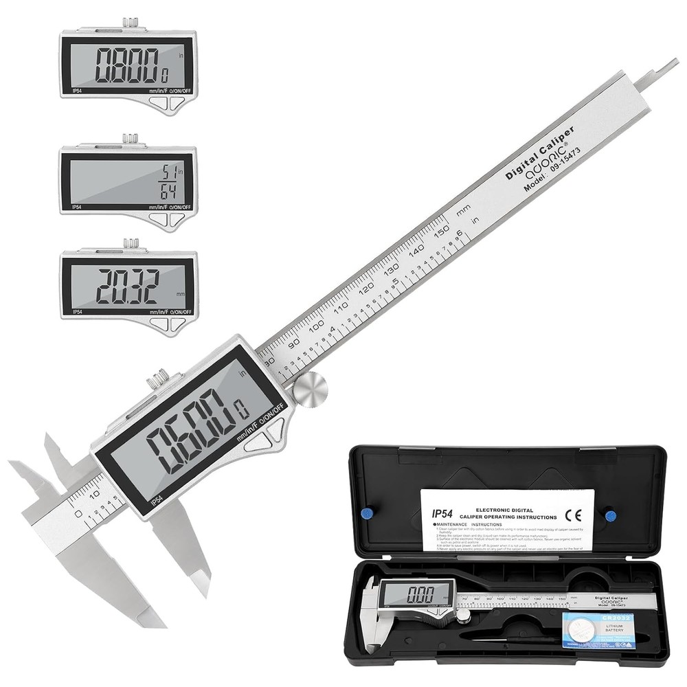 Digital Caliper Tool 6 Inch LCD Stainless Steel