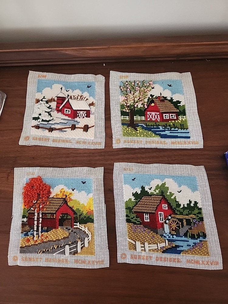 Four Seasons Needlework Needlepoint Crewel Textured Barn Scenes Sunset Designs