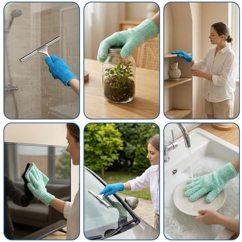 2 Pairs Microfiber Gloves, Reusable Dusting Gloves, Washable Microfiber