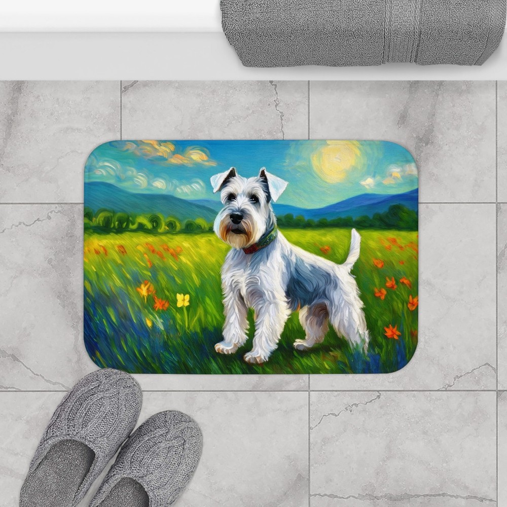 White Schnauzer Bathroom Rug Mat -