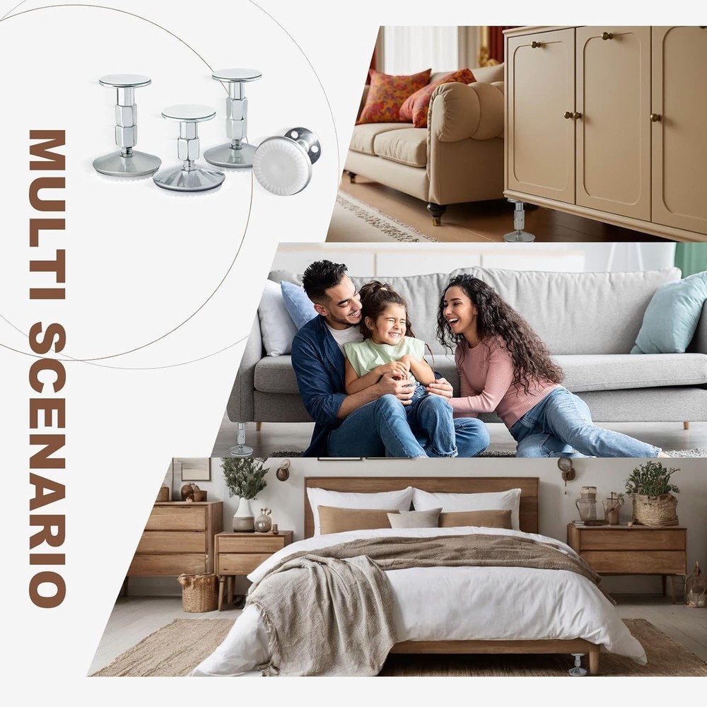 4PCS. Adjustable Headboard Stoppers Wall Protectors Bed Frame Sofa (1.3-3.4in)