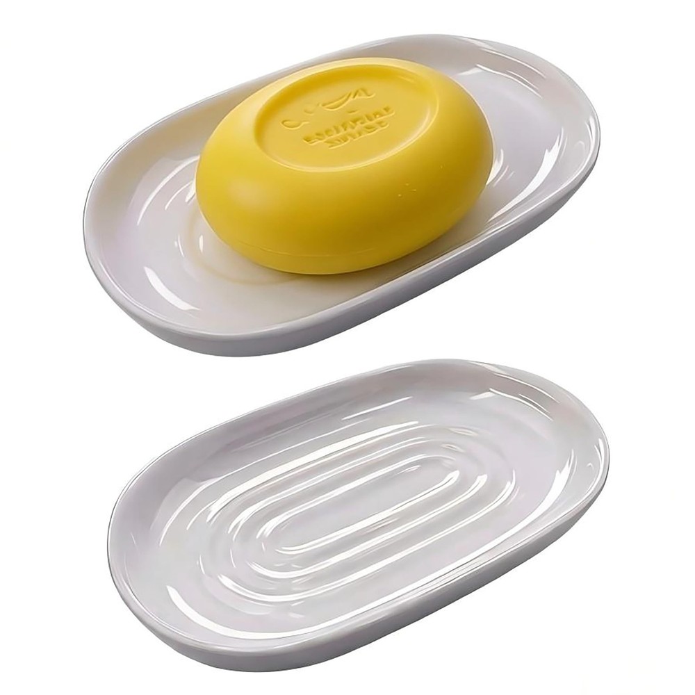 Soap Dish, Ceramic Dish with Marble PatternShower, Saver Tray White