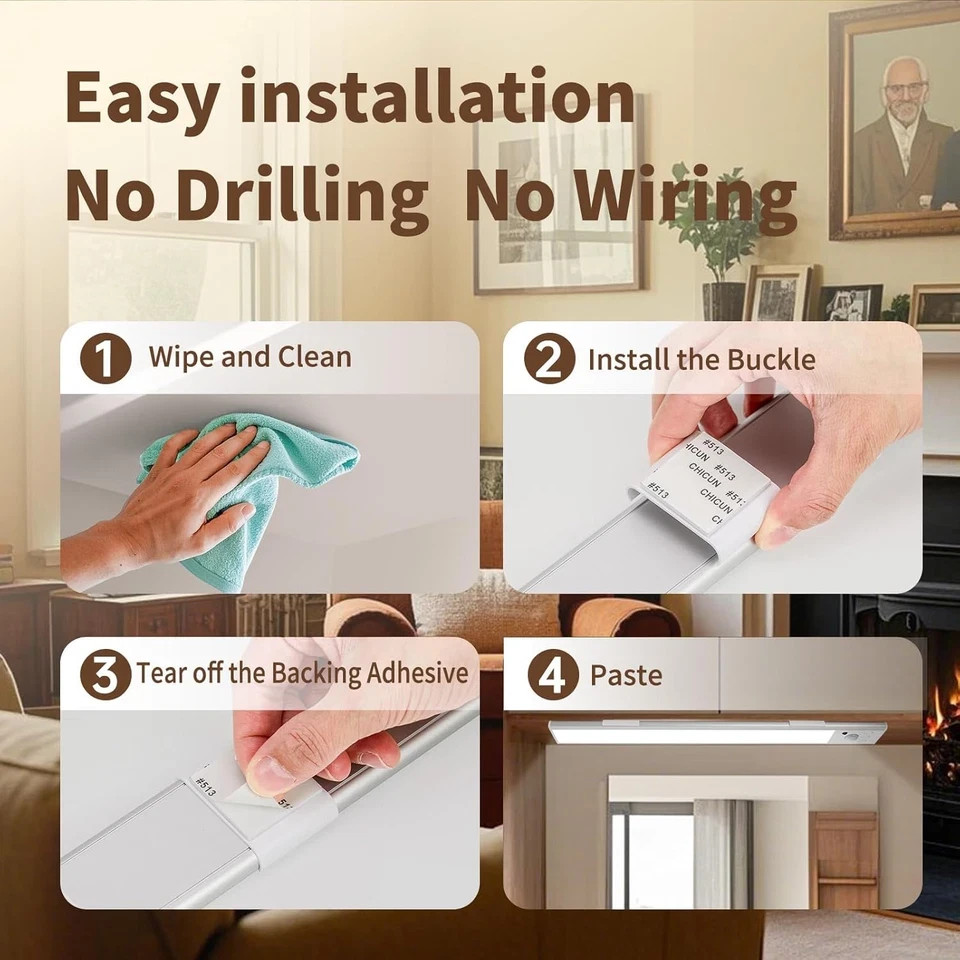 Wireless LED Motion Sensor Under Cabinet Lighting - 2 Pack, Rechargeable