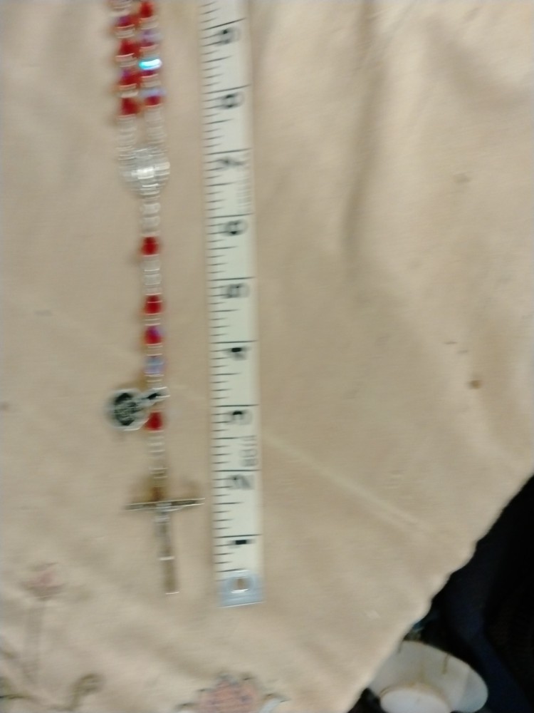 Vintage Ruby Red Crystal Rosary Aurora Borealis Beads ITALY NOS