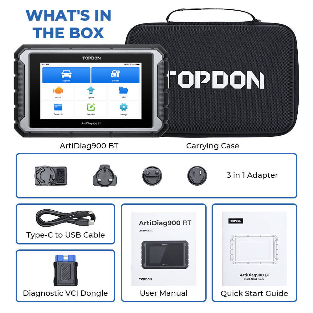 TOPDON AD900 BT OBD2 Scanner Bluetooth Bi-directional Scan Tool Online Coding