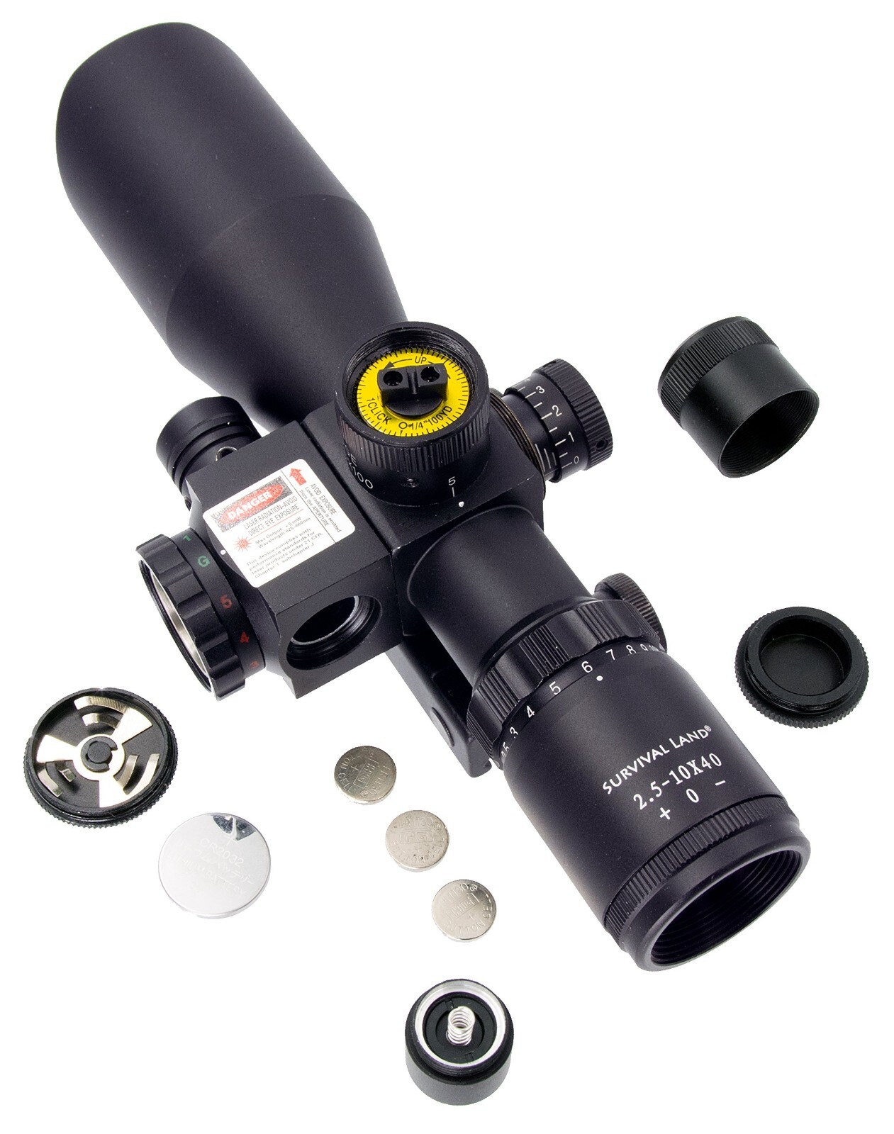 2.5-10x40 Rifle Scope Illuminated Red & Green Mil-dot Reticle Rail Mount