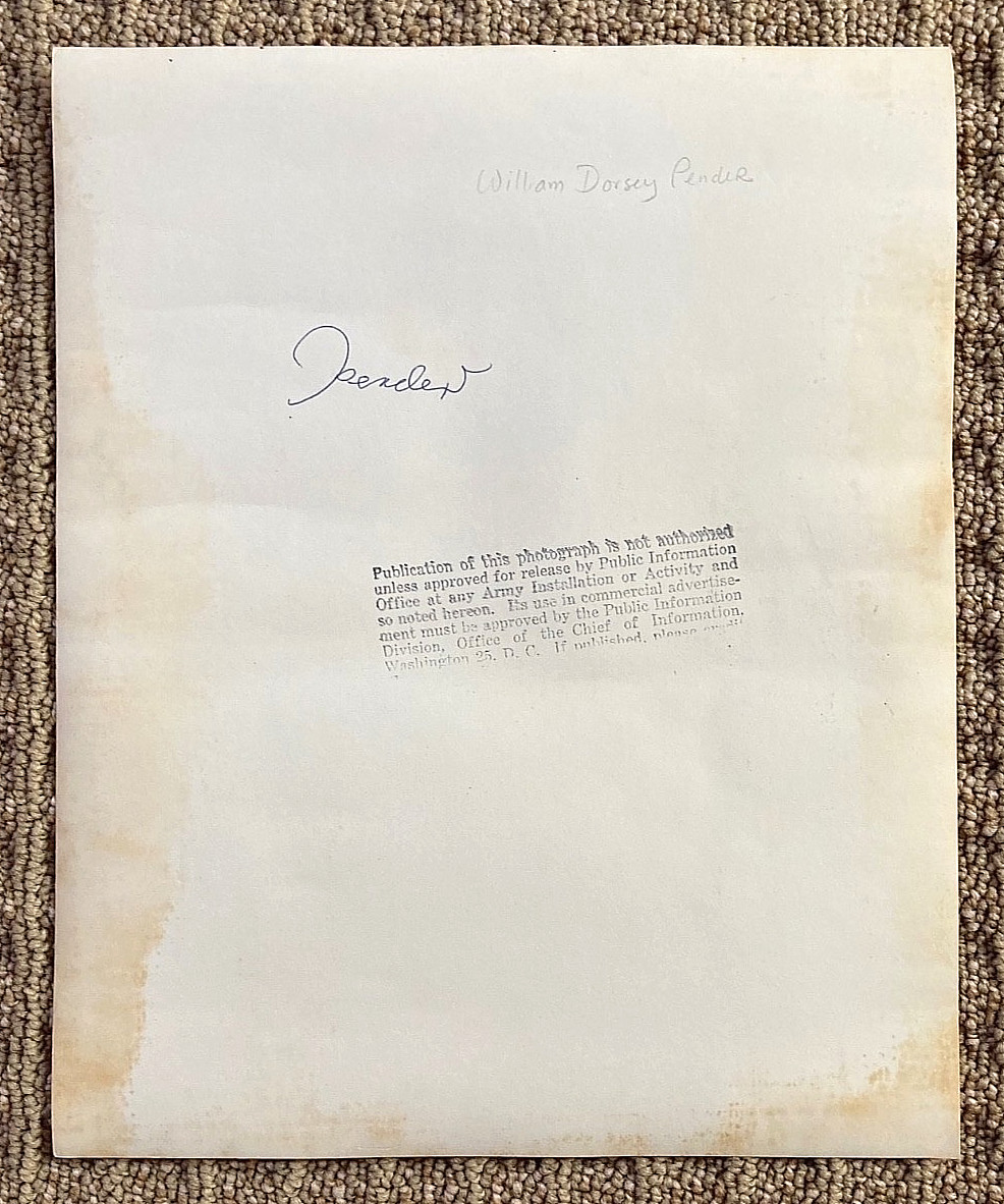 CIVIL WAR CONFEDERATE MAJ. GEN WILLIAM D. PENDER OFFICIAL WW2 US ARMY PHOTO 1943