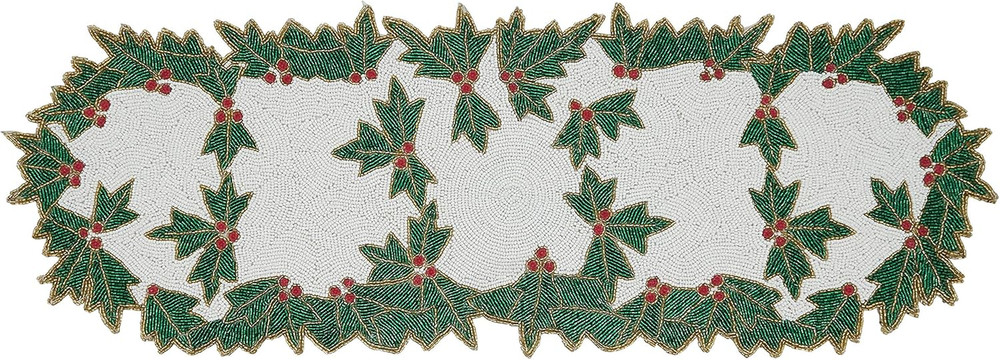Beaded Holly Table Runner