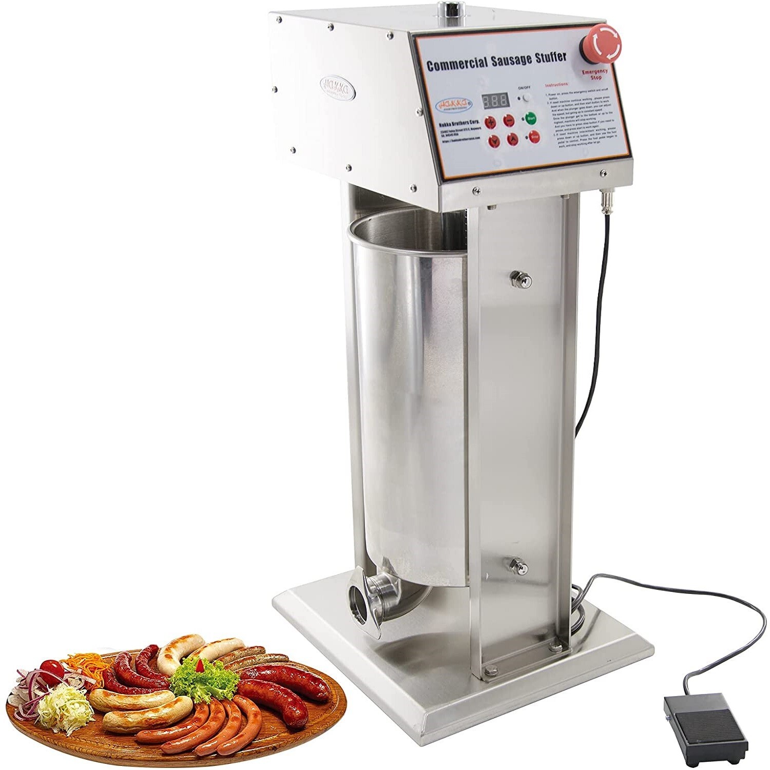 Hakka 22LBS 10L Electric Sausage Stuffer 2 Speed Commerical Meat Filler Maker