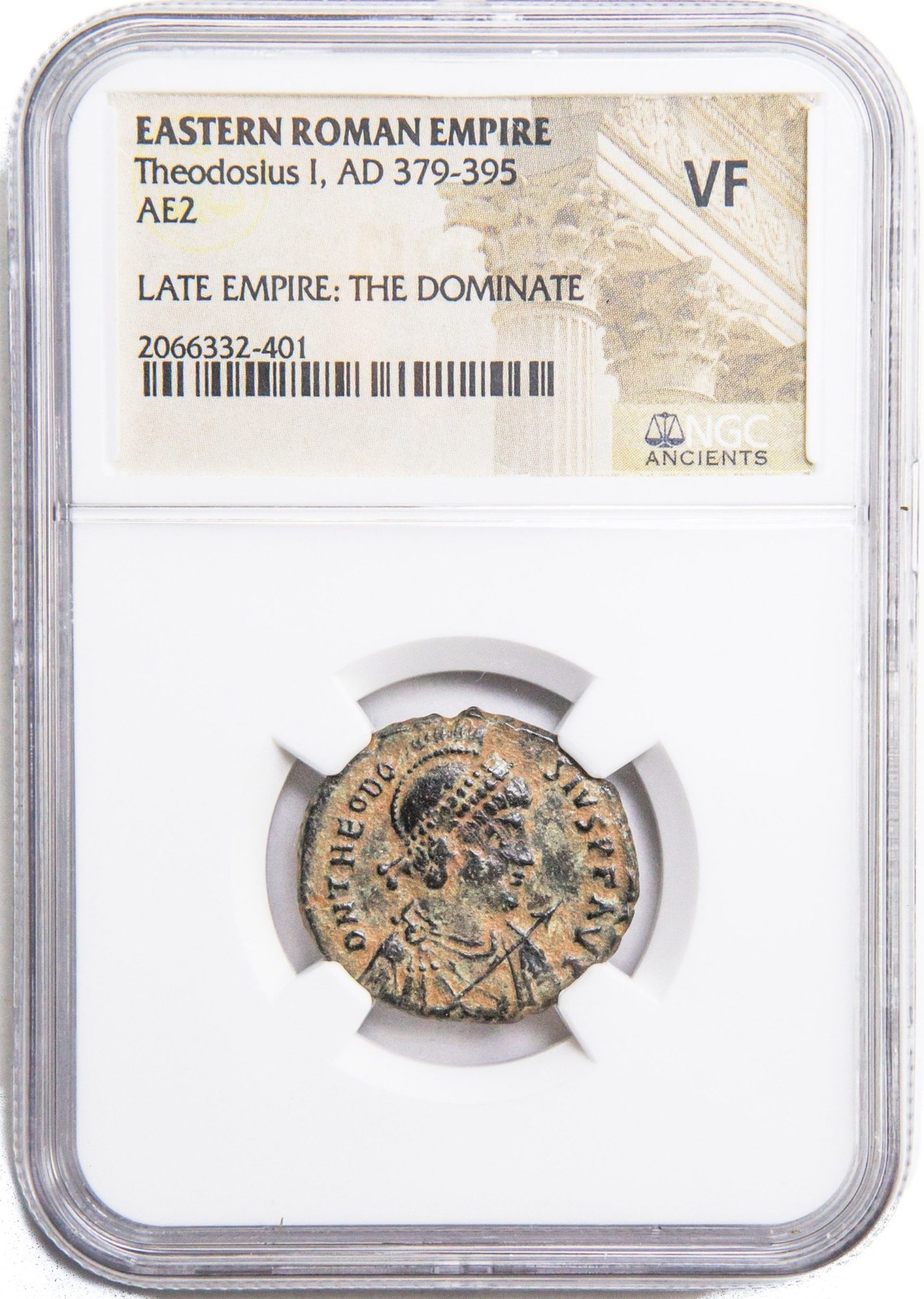 Theodosius I Roman Ae2 Coin (AD 379-395) Bronze NGC - VF Condition