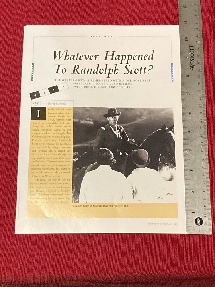 Filmmaker Randolph Scott 6-page 2009 Print Article