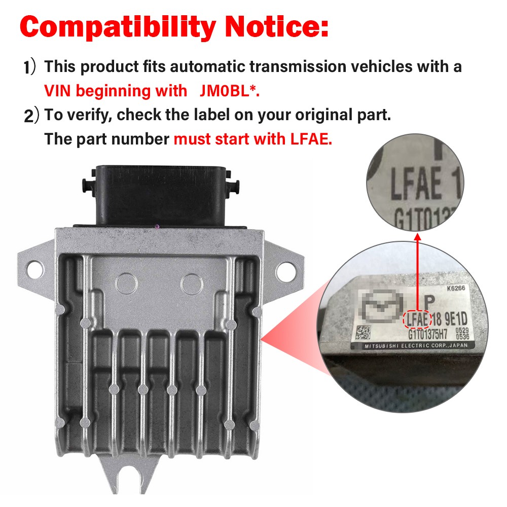 For Mazda 3 2.0L AT 2012-13 LFAE189E1D Transmission Control Module US
