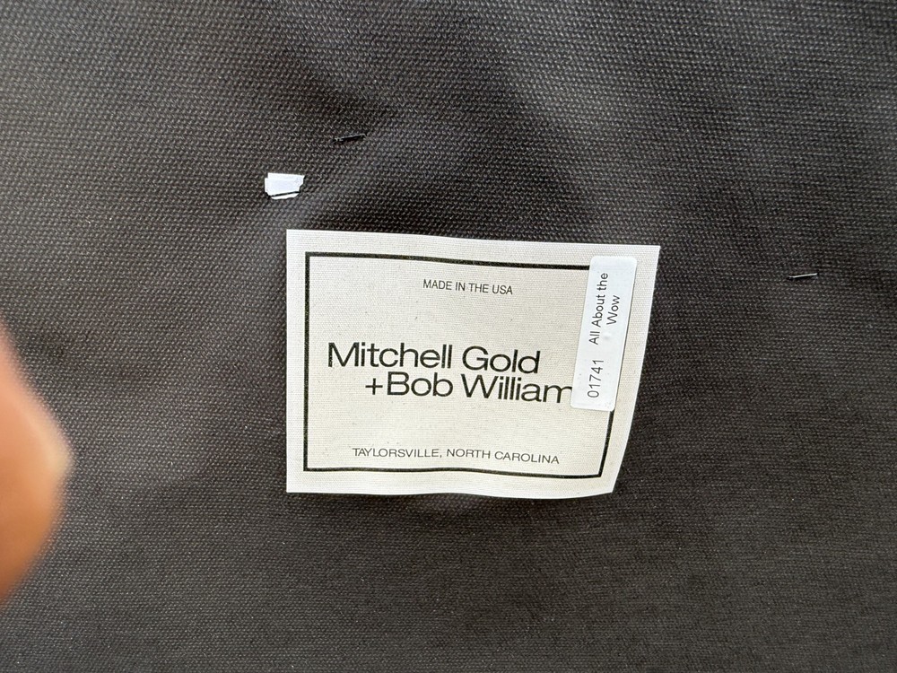 TWO MITCHELL GOLD AND BOB WILLIAMS GRAYLEATHER AND CHROME STOOLS