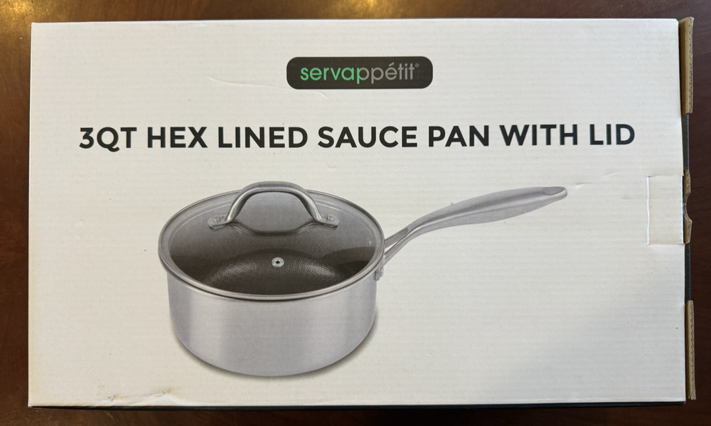 SERVAPPETIT 3QT HEX LINED SAUCE PAN WITH LID NEW