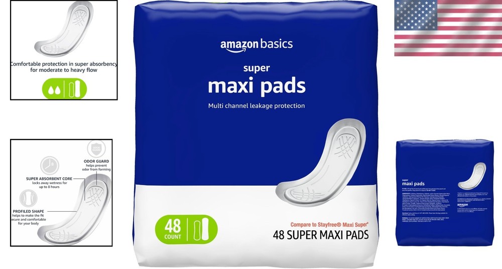 Dri-Fit Unscented Maxi Pads, 48 Count – Super Absorbency for Comfort & Control