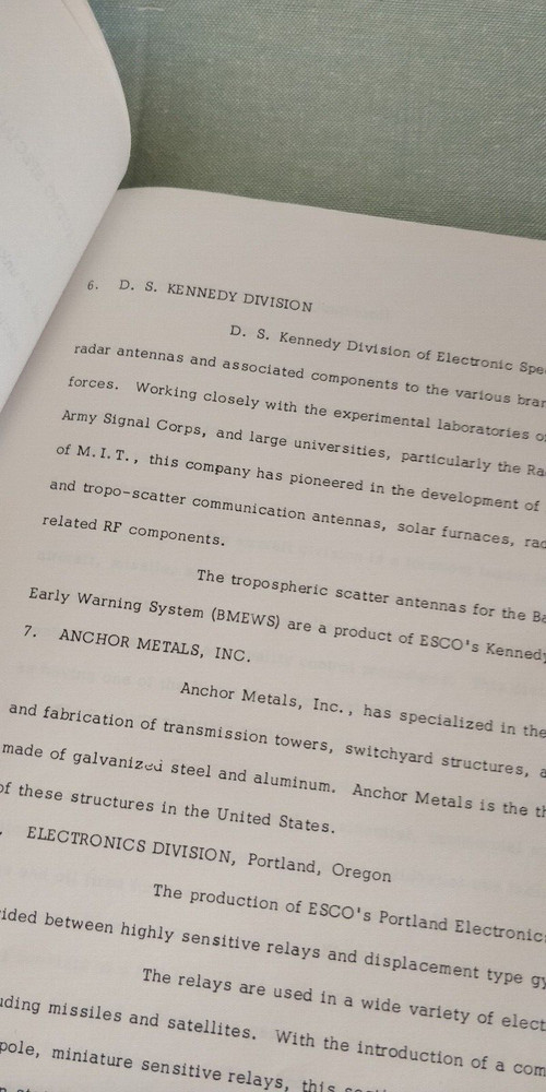 1950s ~ Electronic Speciality Co. ~ Guide to Divisions