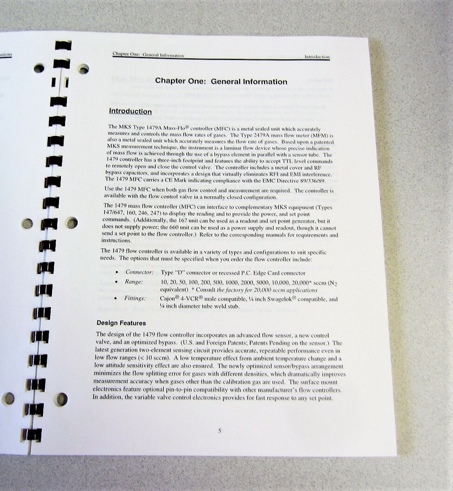 MKS Instruments Type 1479A Mass-Flo Controller Instruction Manual 119474-P1