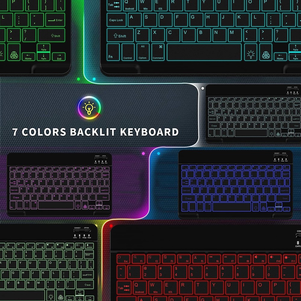 Backlit Bluetooth Keyboard Small Portable Wireless Black