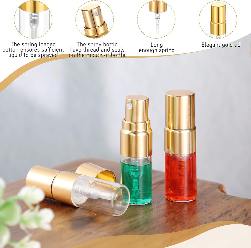 50Pcs 2ml Glass Spray Bottle Empty Tiny Perfume Sample Bottles Atomizer Clear At