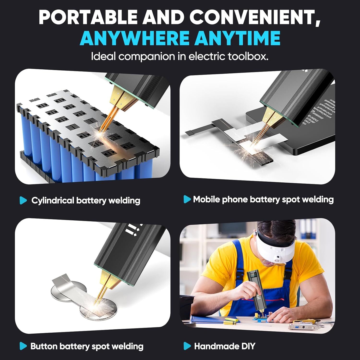 5000mAh Portable Spot Welder LCD Screen 80 Gear Adjustable DIY fr 18650 26650