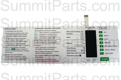 575218 KEYPAD, ES W/INSTR FOR GEN3 TIMER FOR WASCOMAT