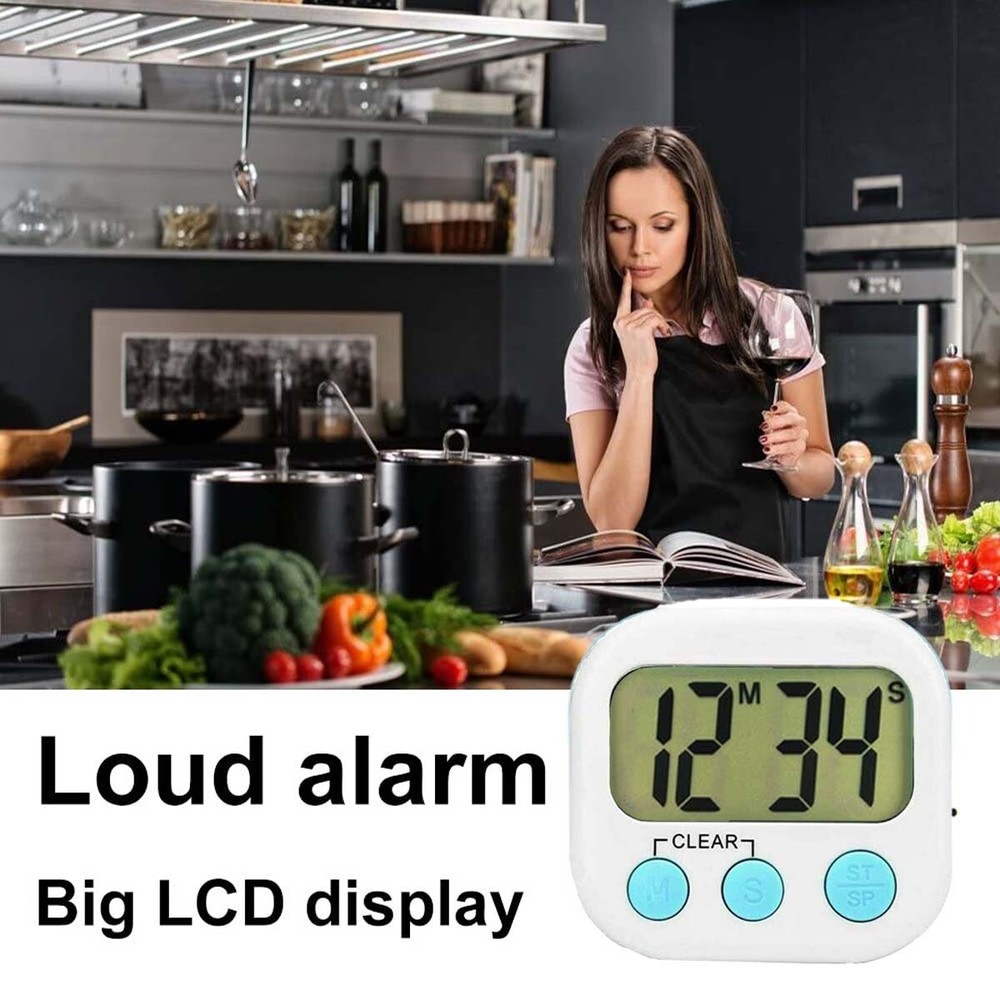 2 pack LCD digital kitchen cooking timer countdown clock loud alarm magnetic