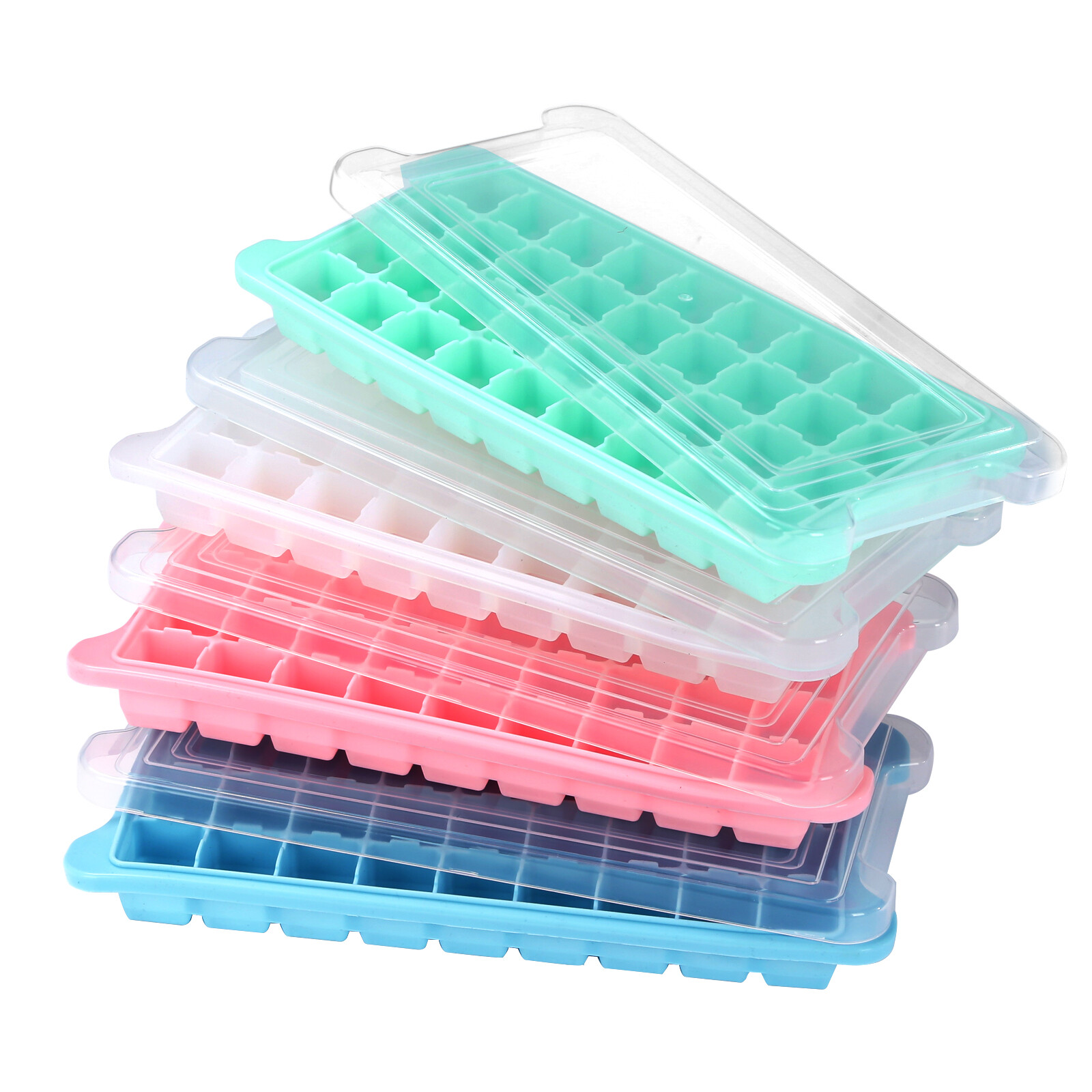 HUMBEE, Soft Silicone Ice cube Tray with PP Lid, BPA free 24 or 36 Cubes