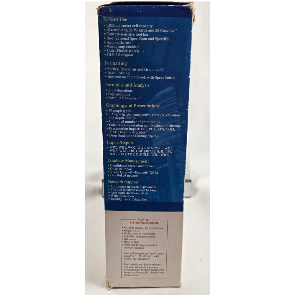Open Box Corel Quattro Pro Spreadsheet Graphics Software Windows 3.5" Floppy +CD