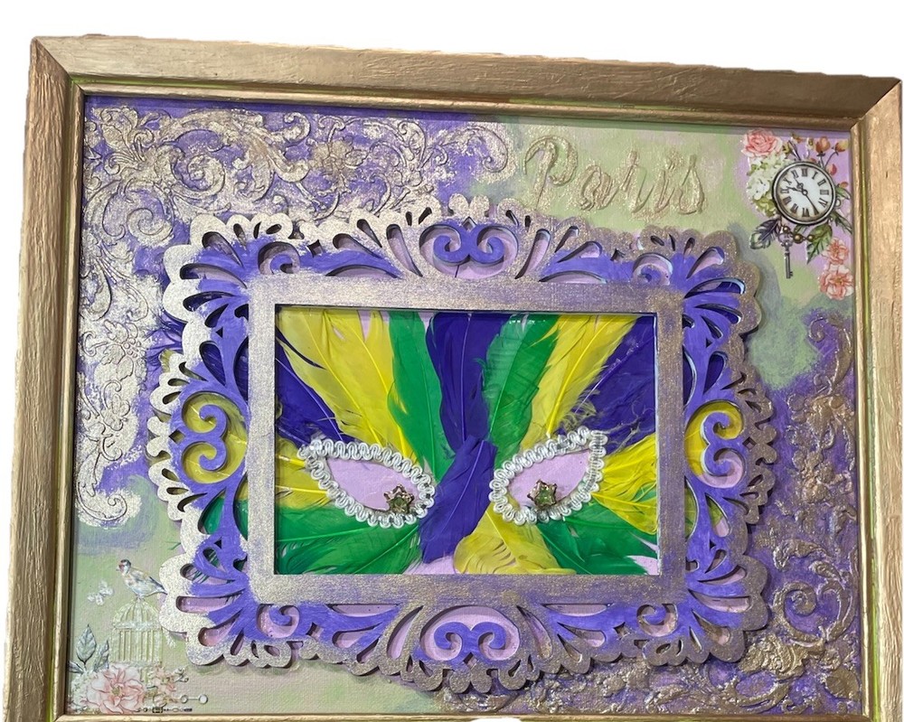 Framed Handmade Artwork, Titled “Midnight Masquerade” FREE SHIPPING